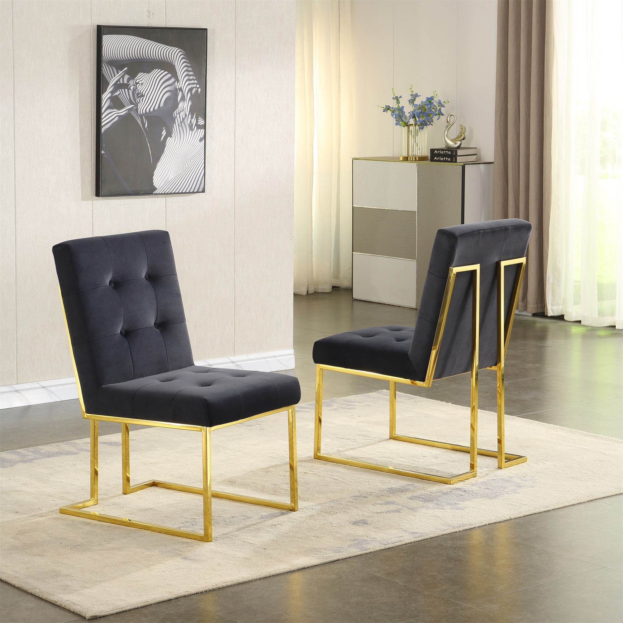 Silver velvet dining discount chair