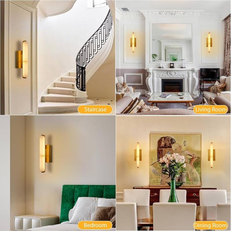 KAYLA Alabaster Wall Sconce, 19" Natural Marble Wall Sconce