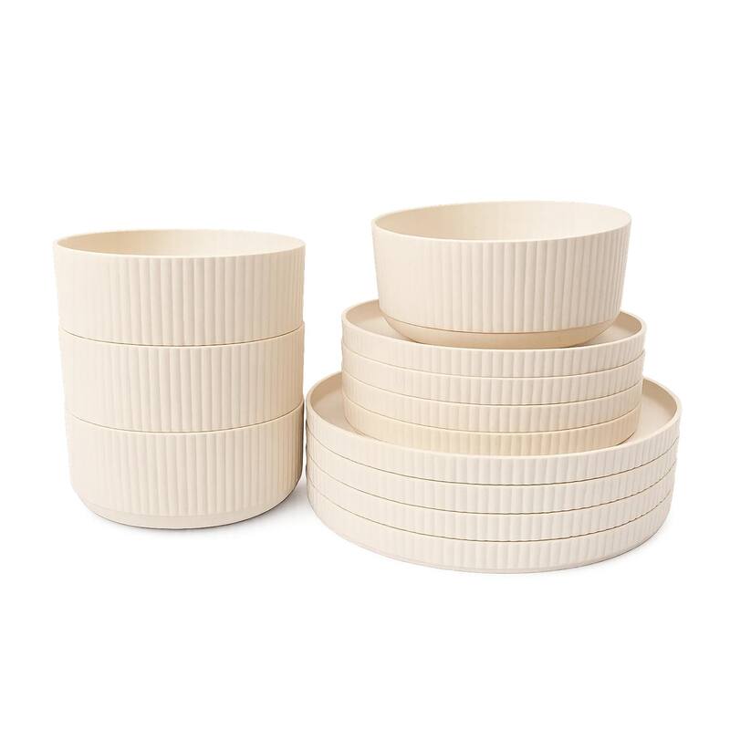 Mesa Wheat Matte White 12 PC Dinnerware Set