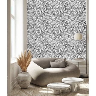 Black Outlines of Palm Leaves Wallpaper Peel and Stick and Prepasted ...