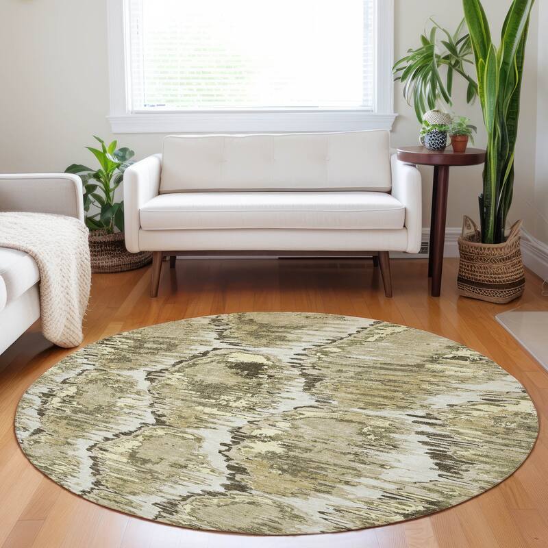 Premium Washable Super Soft Modern Abstract Mayfield Rug - Taupe - 8' x 8' - Round