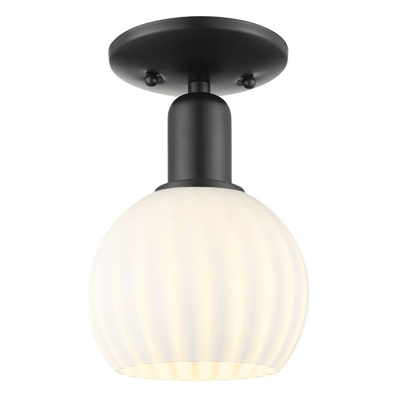 Innovations Lighting Endless Possibilities Arcadia - White Venetian - 1 Light 6" Semi-Flush Mount - Matte Black