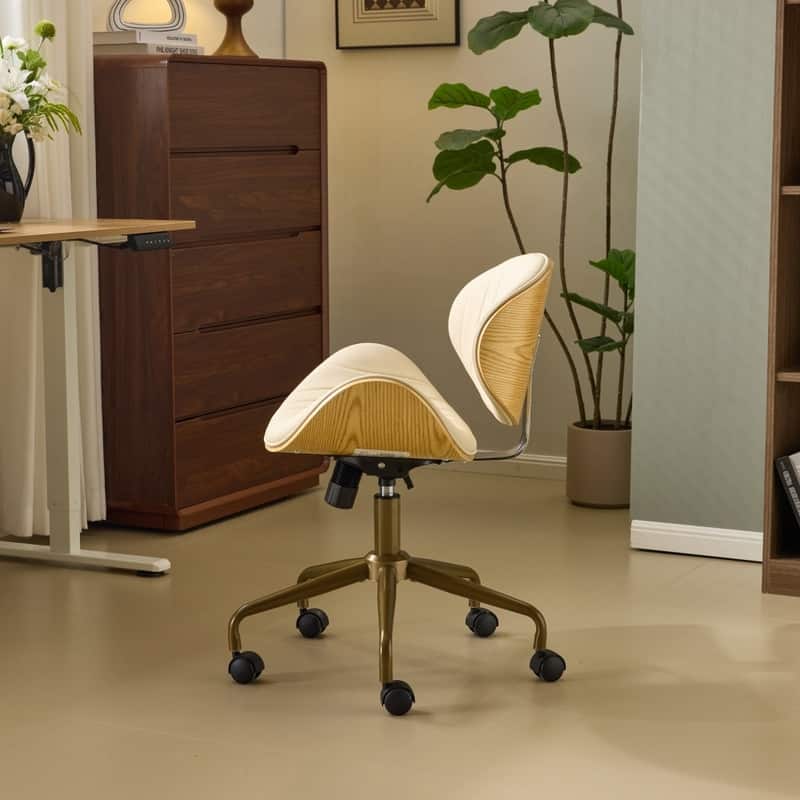 PU Curved Office Chair With Antique Bronze Base