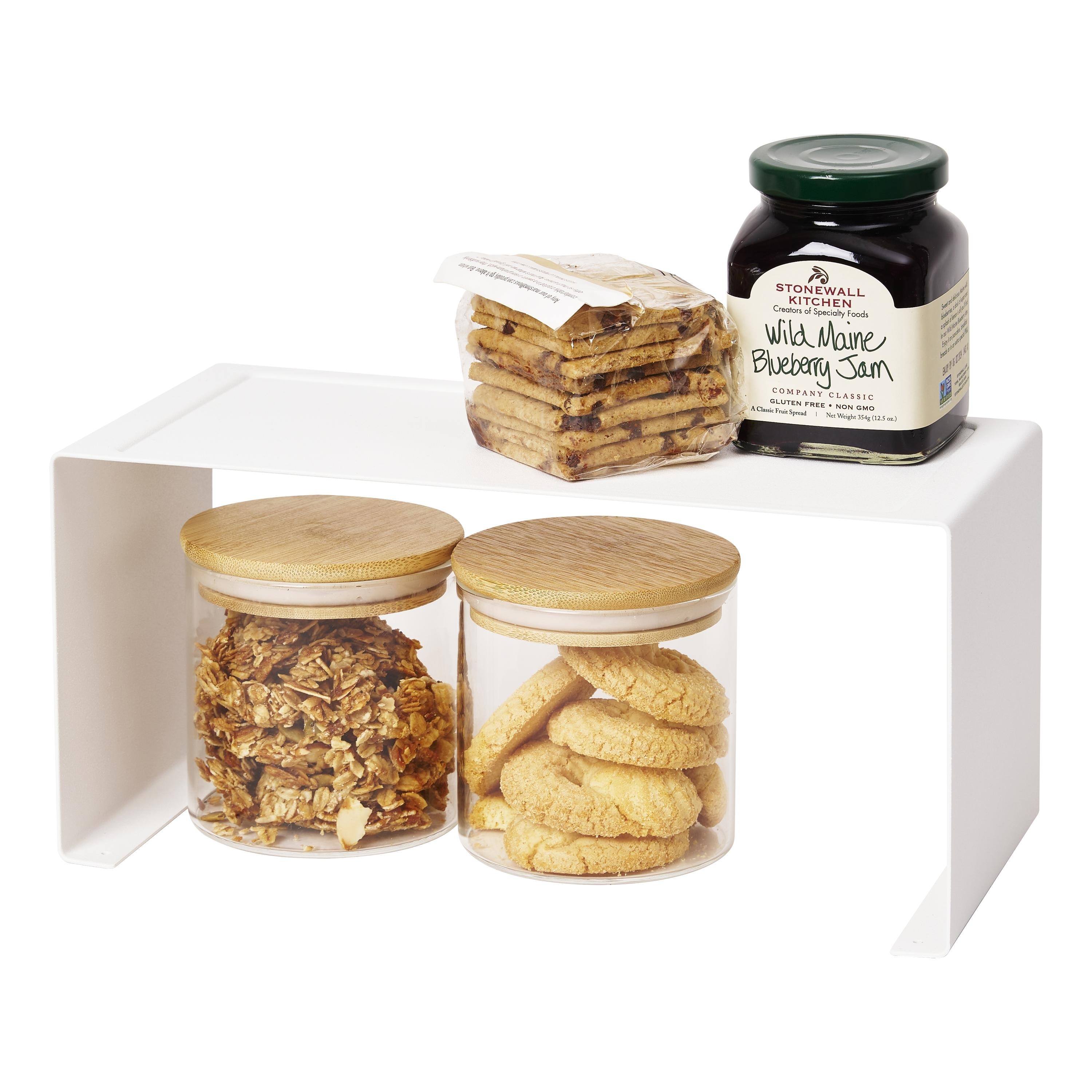 Yamazaki Home Stackable Countertop Shelf - Two Sizes, Steel, Small, Stack up to two, Holds 6.6 lbs