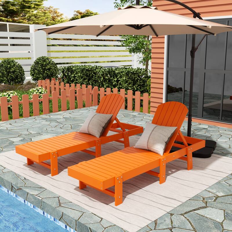 Altura Armless Poly Eco-Friendly All Weather Reclining Chaise Lounge (Set of 2) - Orange