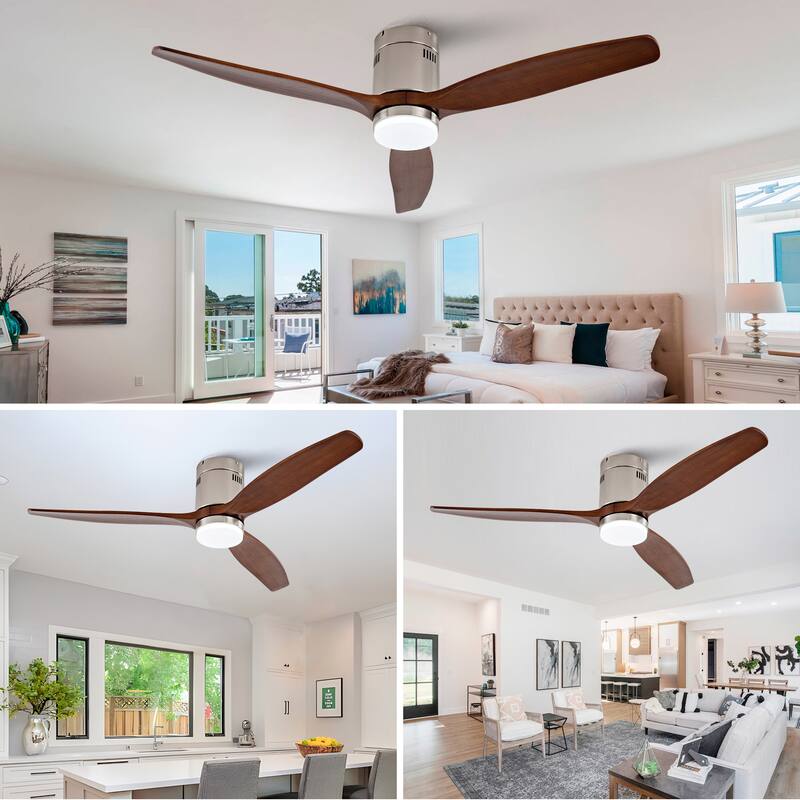 52" Ceiling Fan w/ 3 Color Dimmable Remote Control Reversible DC Motor with Led Light