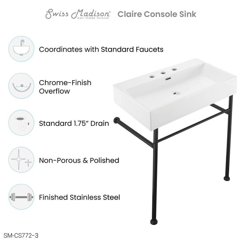 Swiss Madison SM-CS772-3 Claire 29-3/4" Rectangular Ceramic Console