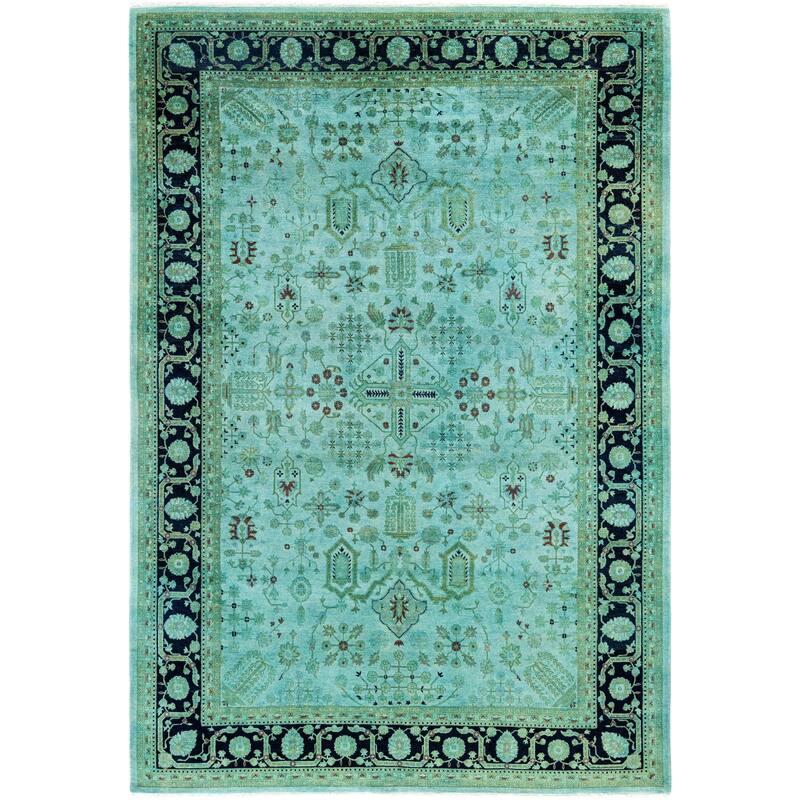 Overdyed One-of-a-Kind Hand-Knotted Area Rug - Green - 6' 1" x 8' 10"