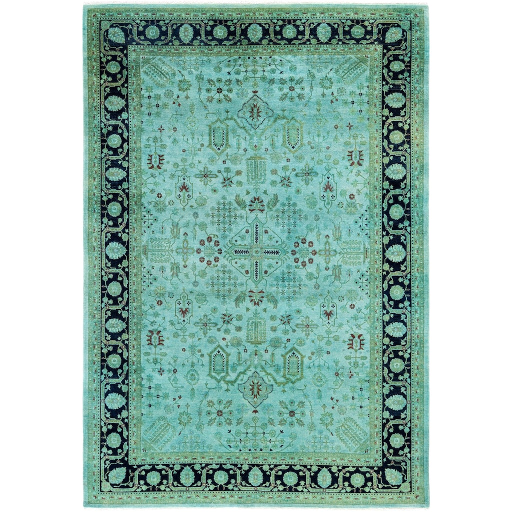 Overdyed One-of-a-Kind Hand-Knotted Area Rug - Green - 6' 1" x 8' 10"