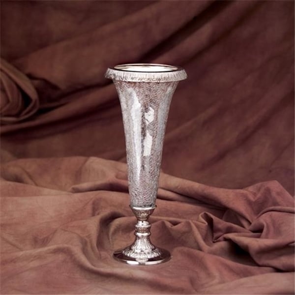 Godinger 9069 Antique Silver Plated and Crackled Glass Vase
