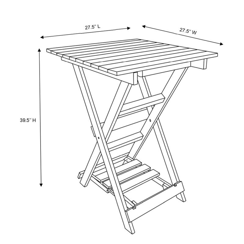 Key West Fully Assembled All-Weather Outdoor Folding Bar Set - 3-piece