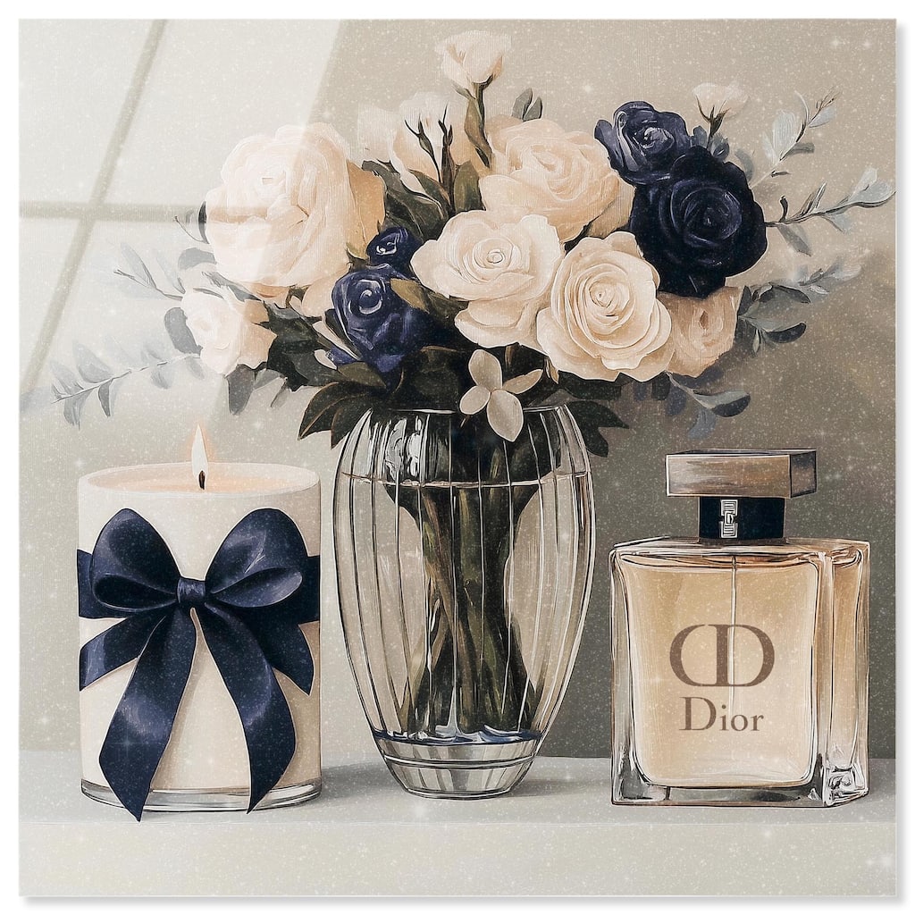 Ivory Perfume Flowers in Vase Acrylic by Art Remedy, Ready to Hang