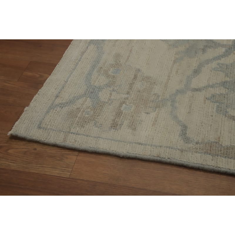 Earth Tone Wool Oushak Vegetable Dye Large Rug, Floral Geometric Carpet - 13' 10'' X 10' 0''