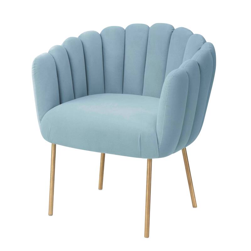 Doloris Mid-century Modern Light Velvet Upholstered Feather Side Chair - Navy/Gold