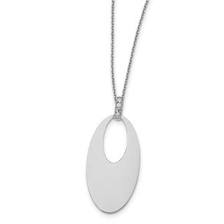 Leslies Sterling Silver Polished and Brushed Crystal Pendant Leslies Sterling Silver Polished and Brushed Crystal Pendant