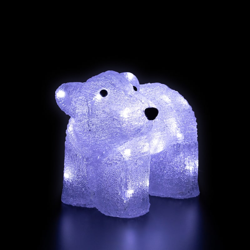 13.5" White Lighted Acrylic Baby Polar Bear Christmas Decoration