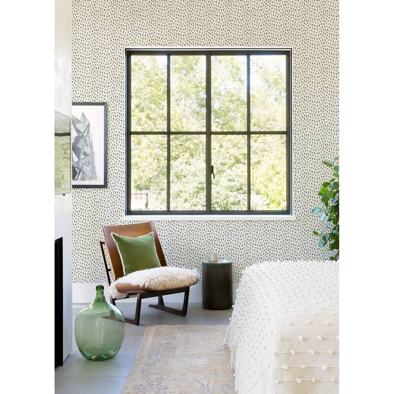 Chesapeake Sand Drips Dark Grey Painted Dots Wallpaper