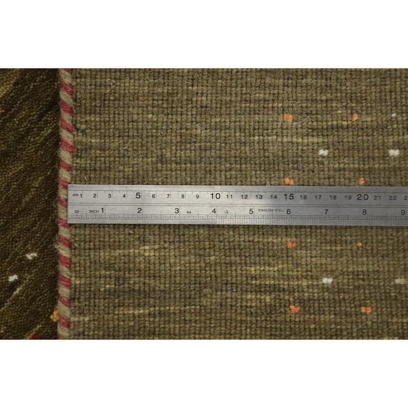 Hand Knotted Oriental 100% Wool Carpet Tribal Animal Pictorial Green Gabbeh Area Rug - 6' 0'' X 5' 10''