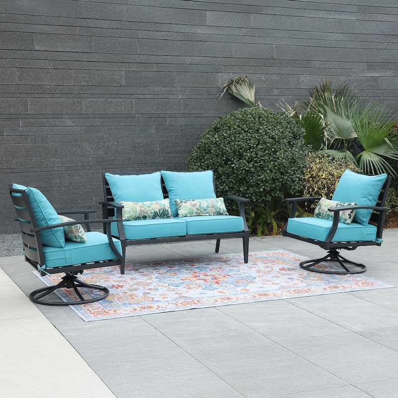 Aoodor 22'' x 24'' Outdoor Deep Seat Chair Cushion Set(Set of 2 Seats, 2 Backs, 2 Pillows） - N/A