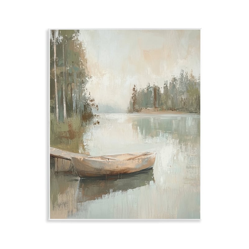 Stupell Canoe at Quiet Dock Wall Plaque Art Design By Petal Prints Design - 11 x 14