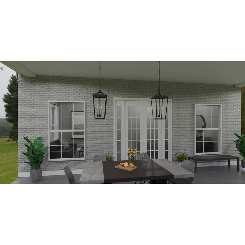 Hull 3-Light Matte Black Outdoor Hanging Lantern