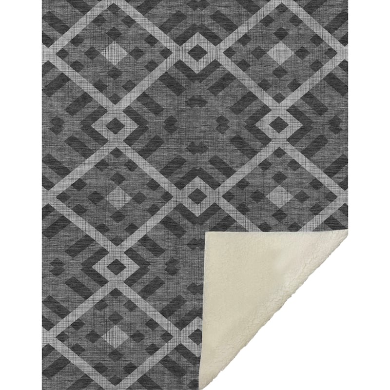Premium Machine Washable Contemporary Geo Sherpa Throw Blanket