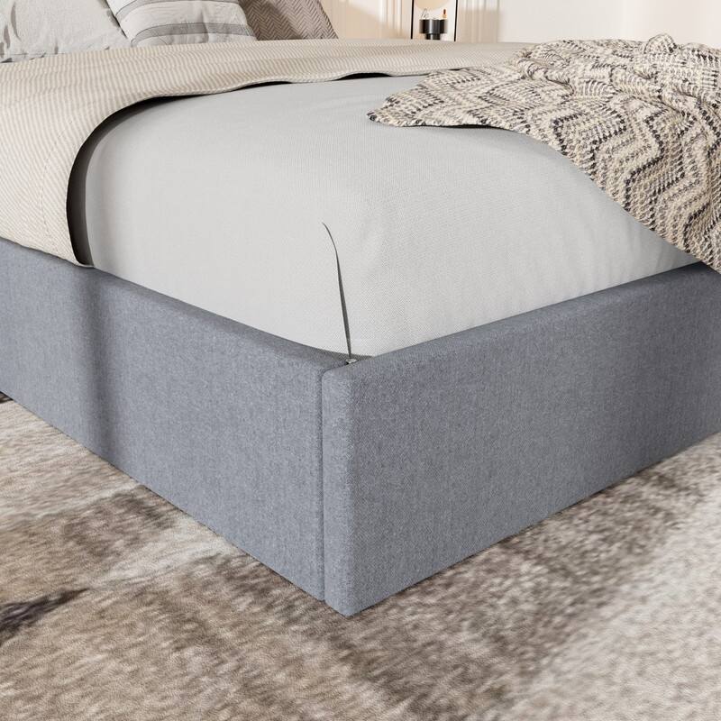 Modern Upholstered Lift-Up Storage Platform Bed with Headboard