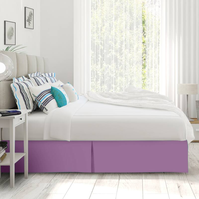 Clara Clark Pleated Bed Skirt-14 inch Tailored Drop - Soft Double Brushed Premium Microfiber Ruffle Bed Skirt - Includes 8 Pins