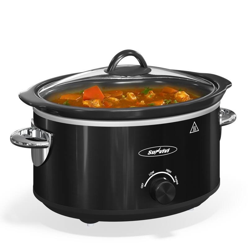 4qt Slow Cooker with 3 Heating Settings - Black