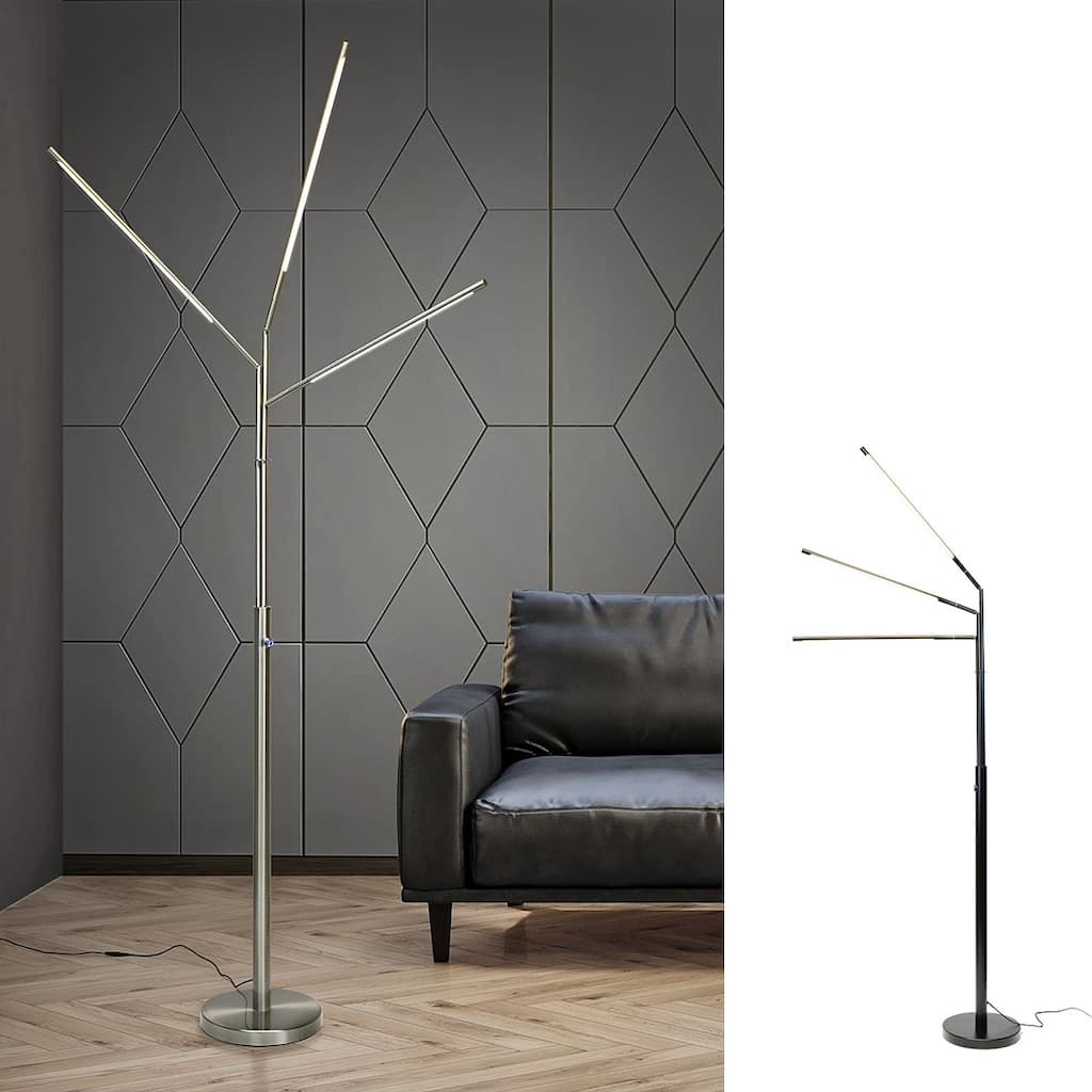 HOMEGLAM Terminals 3-light 24W Tube LED adjustable Floor Lamp