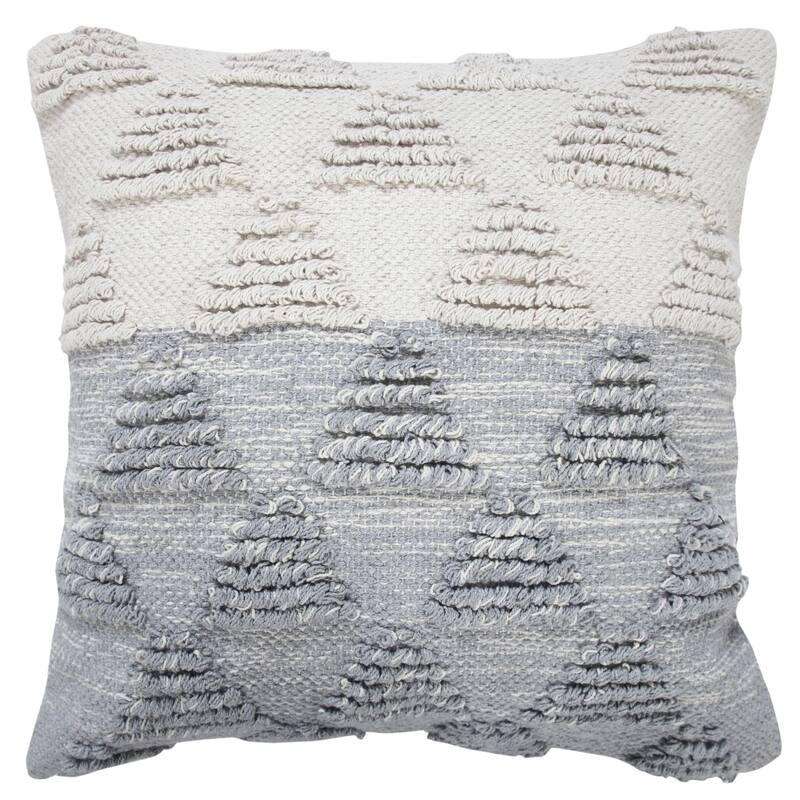 Sevita Contemporary Textured Diamond Cotton Throw Pillow - 20" x 20" - Cotton - Heathered Gray/Off-White