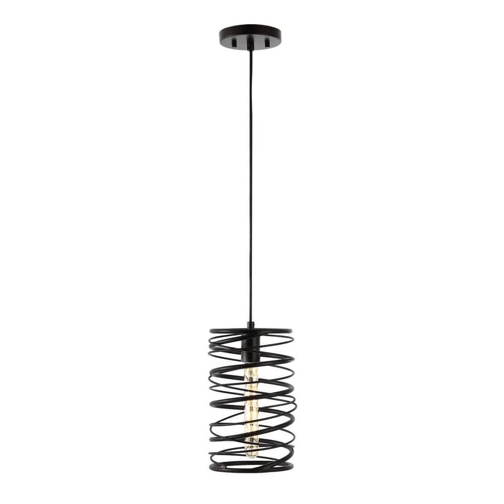 JONATHAN Y Skylar 7.25" 1-Light Modern Contemporary Iron Spiral LED Pendant