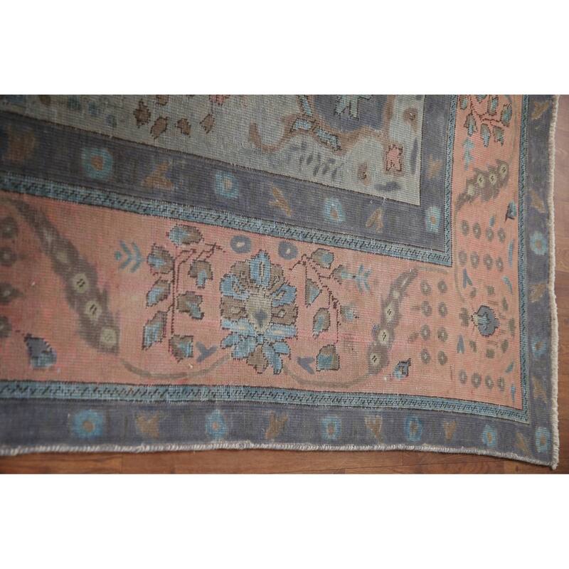 Hand Knotted Oriental 100% Wool Carpet Traditional Floral Green Tabriz Area Rug - 12' 0'' X 9' 4''