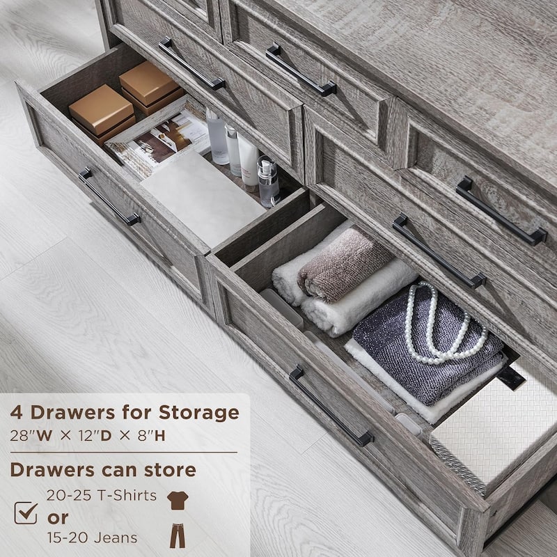 Farmhouse 7 Drawer Dresser for Bedroom, Chest of Drawers, TV Stand