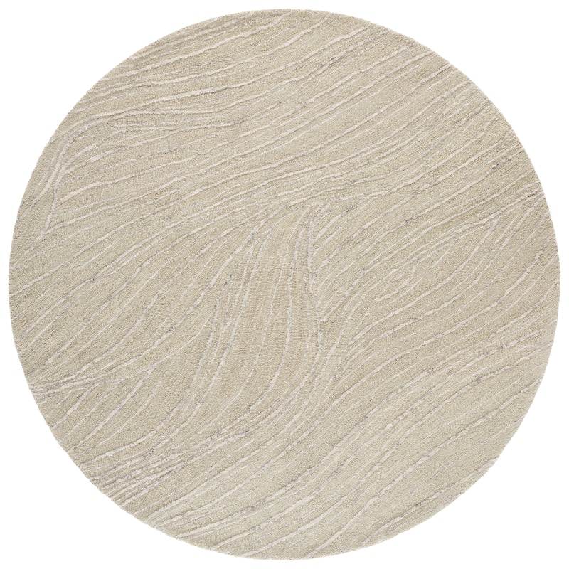 SAFAVIEH Handmade Harvest Tayuko Wool Rug - 6' Round - Light Green/Grey