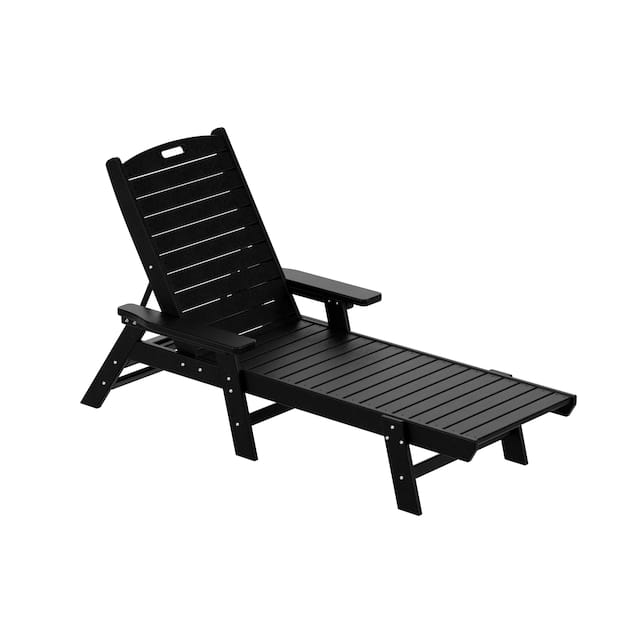 Laguna 78" Weather-Resistant Outdoor Chaise Lounge with Arms - Black
