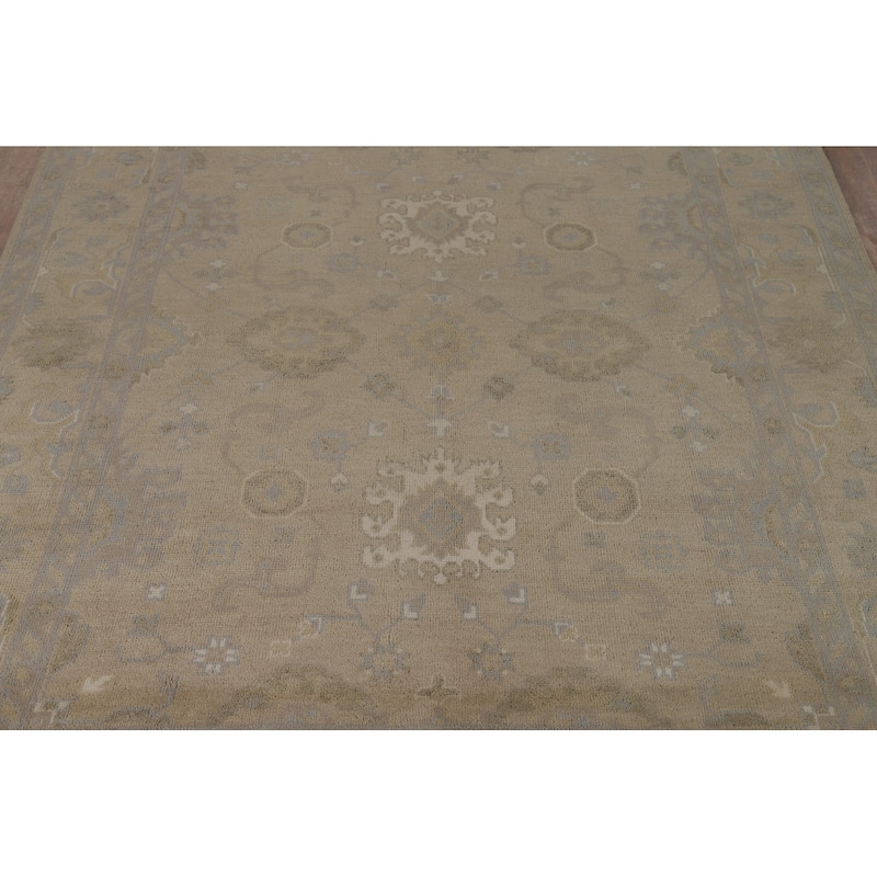 Earth Tone Oushak Area Rug Hand-Knotted Wool Carpet - 8'0"x 9'10"