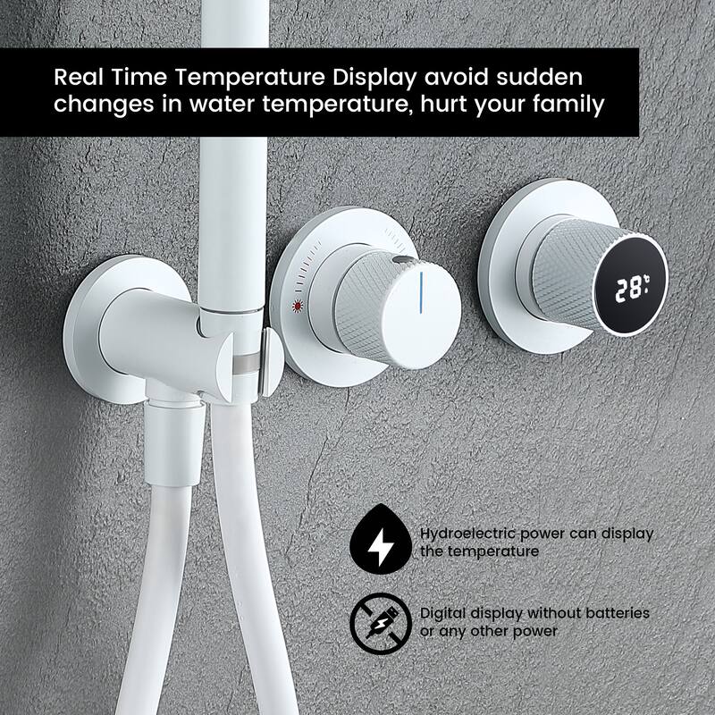 Digital Display Shower Faucet with Hand Shower Brass Waterfall Wall Mount Shower System with Valve