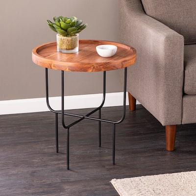 Round End Table,Easy Assembly,for Living Room,Black