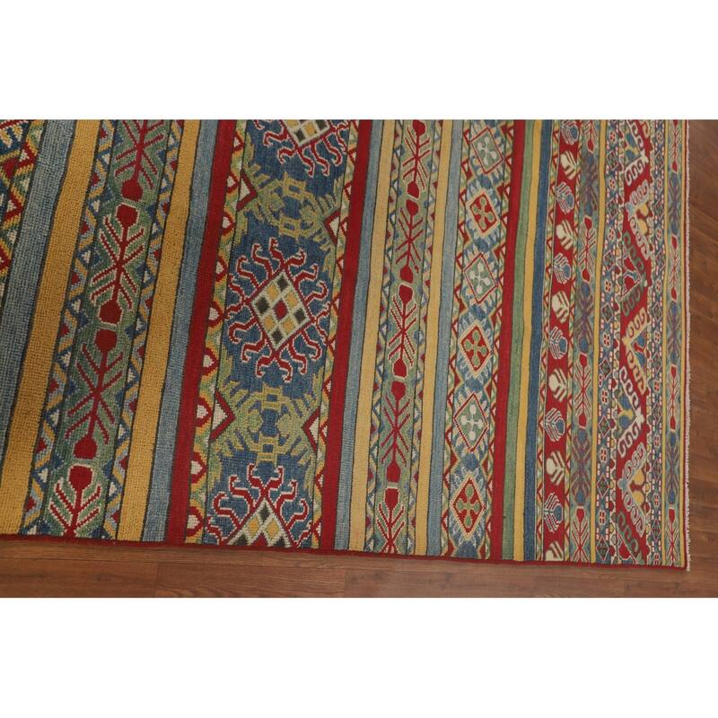 Striped Kazak Oriental Area Rug Wool Carpet - 7'11" x 10'3"