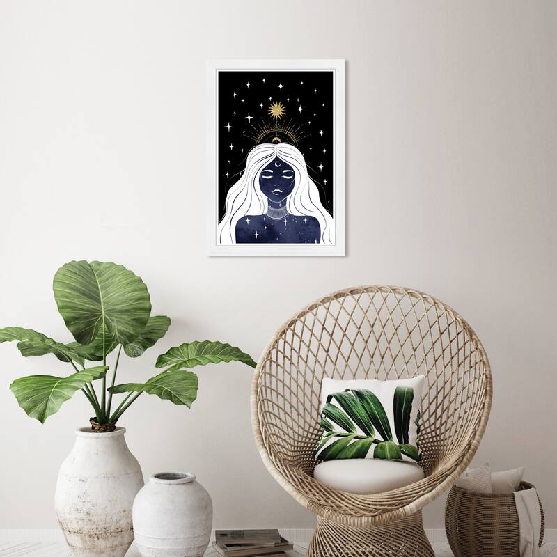 Wynwood Studio Prints People and Portraits Made Of Stars White and Dark Blue Modern & Contemporary Wall Art Canvas Print - White