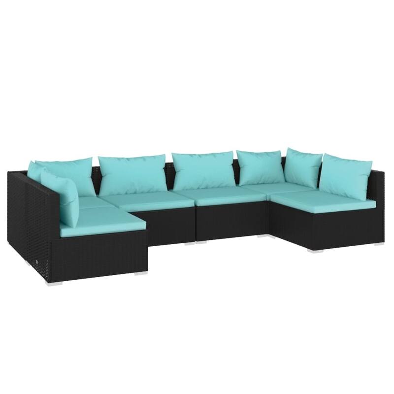 vidaXL Patio Lounge Set Outdoor Sectional Sofa Set Table Garden Poly Rattan - 27.6" x 27.6" x 23.8"