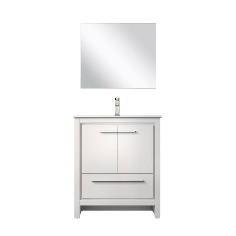 Lafarre Bath Vanity Quartz Top, Sink, Mirror & Brushed Nickel Faucet