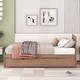 preview thumbnail 6 of 11, Twin Size Platform Bed Simple Wood Bed Frame with Twin Trundle Underneath, Wood Slat Support No Box Spring Needed, Walnut