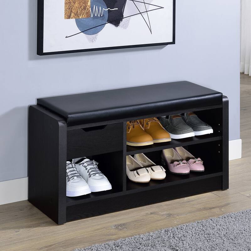 Upholstered Storage Bench with Pull-out Drawer