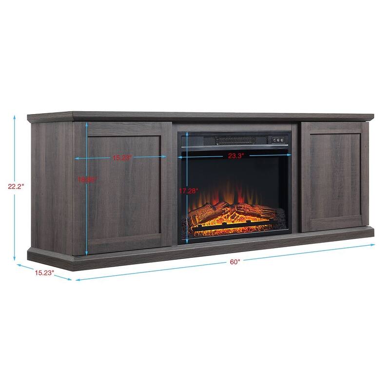 Franklin 60 In. 2 Door Entertainment Furniture Fireplace
