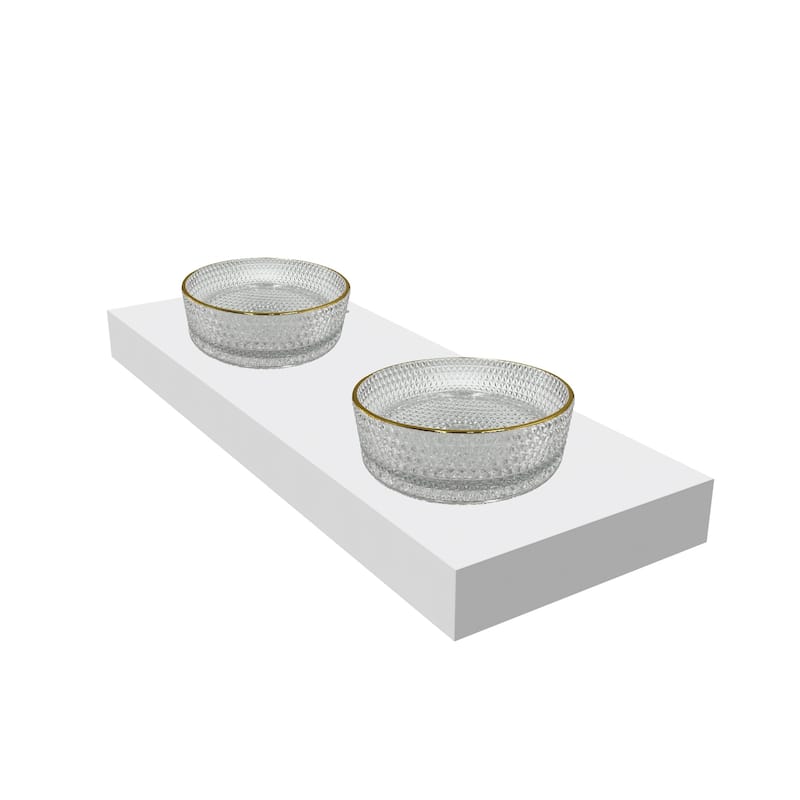 Scotch 16" & 14" Round Decorative Crystal Vessel Sinks With White Base