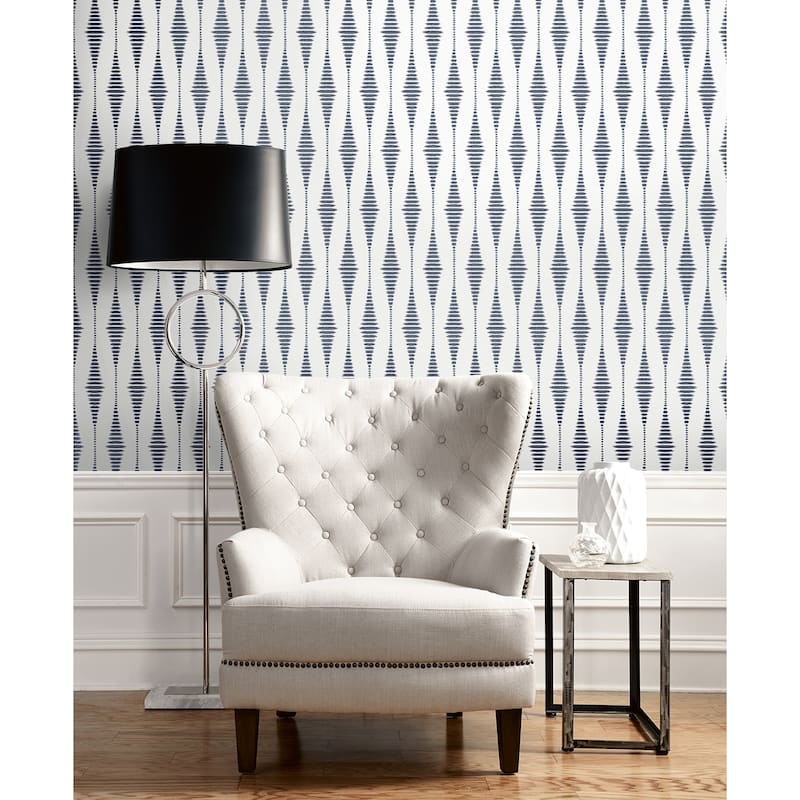 Seabrook Designs Diamond Stripe Glass Beaded Unpasted Wallpaper
