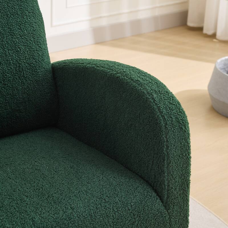 Roomfitters 27.2" Nursery Rocking Chair, High Back Glider with Side Pocket and Rubberwood Legs