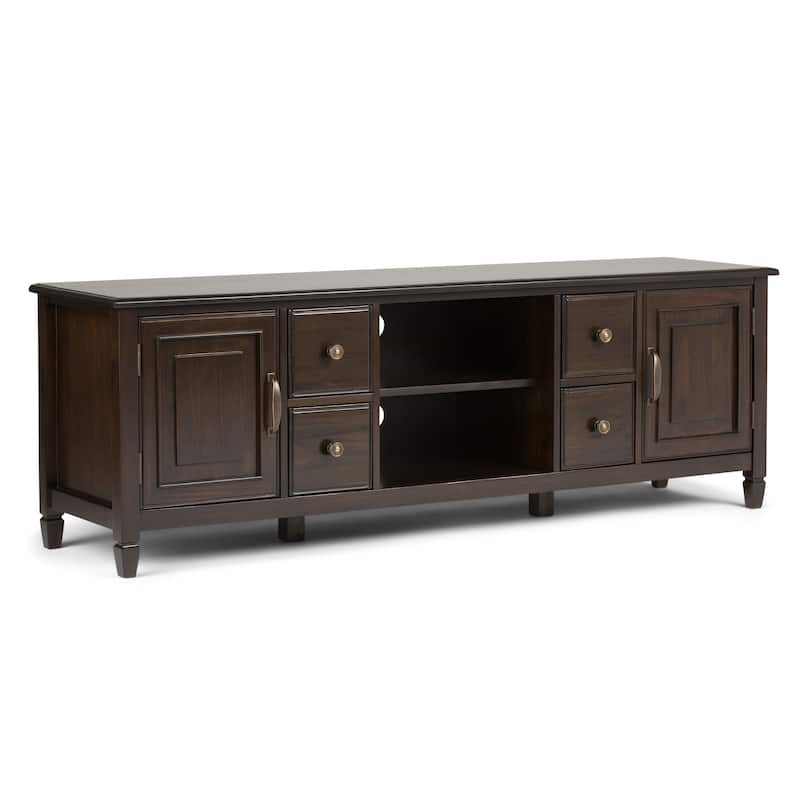 WYNDENHALL Hampshire SOLID WOOD 72 inch Wide Traditional TV Media Stand For TVs up to 80 inches - 72"w x 18"d x 24" h
